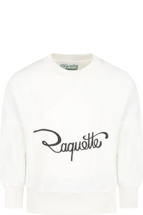 Ivory Sweatshirt For Girl With Logo