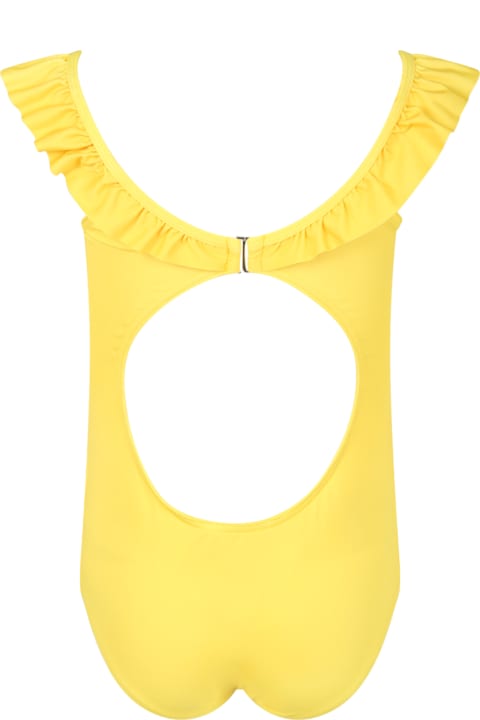 Yellow Swimsuit For Girl With Teddy Bear