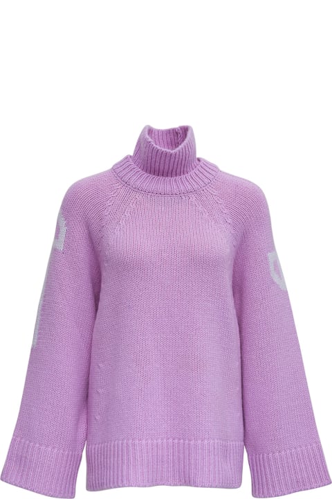 Lilac Wool And Cashmere Sweater With Print