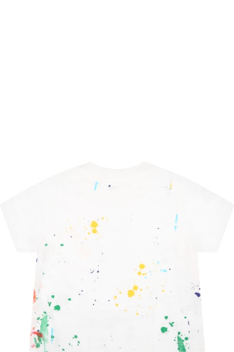 White T-shirt For Baby Boy With Iconic Bear