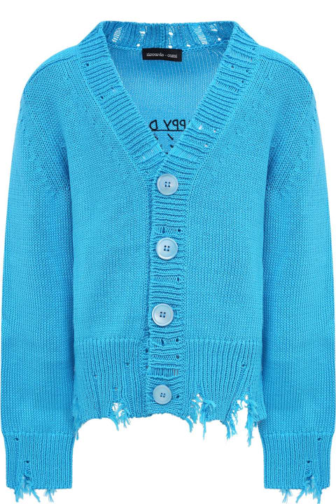 Light Blue "happy Day" Cardigan For Kids