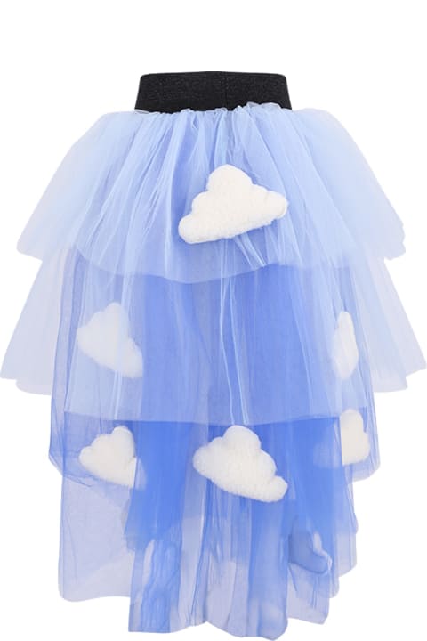 Light-blue Skirt For Girl With Clouds