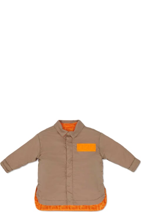 Fendi Biscuit Jacket With Orange Logo Inserts - Blu