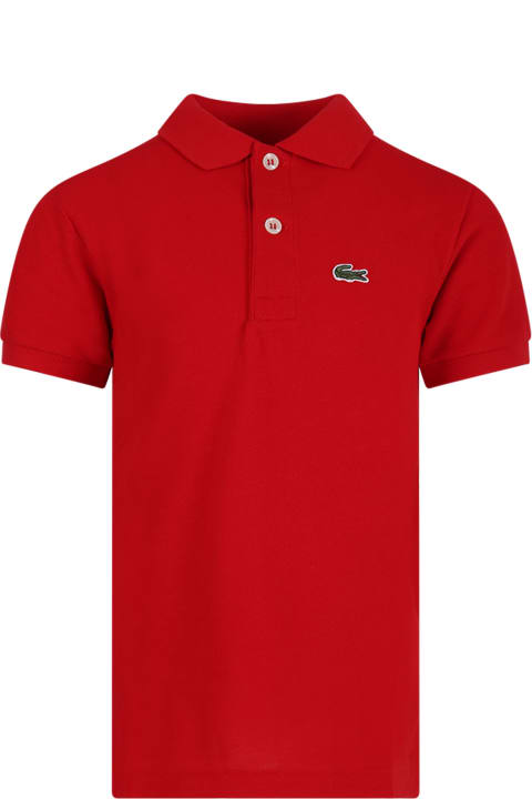 Red Polo Shirt For Boy With Green Crocodile