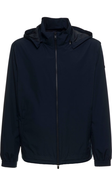 Blue Nylon Jacket With Zip
