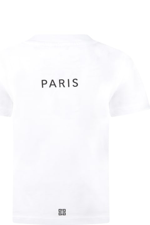 Givenchy White T-shirt For Kids With Gray And Black Logo - Blu