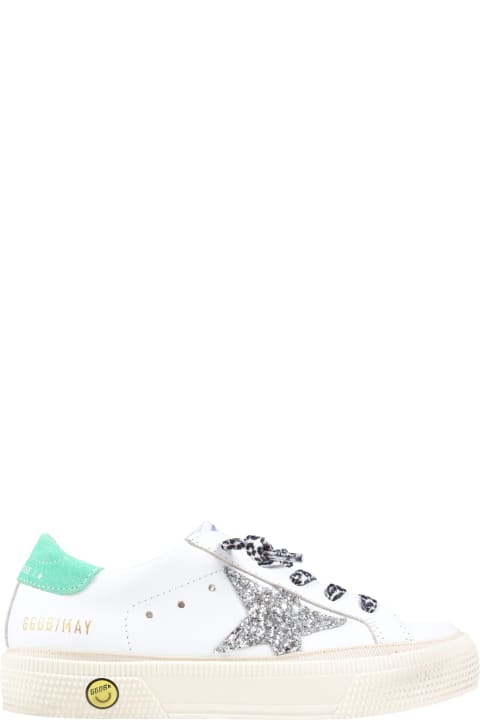 Golden Goose White ''may'' Sneakers For Girl With Logo - Bianco e Arancione