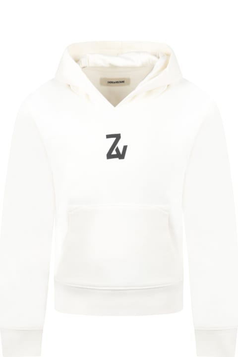 Ivory Sweatshirt For Kids With Logo