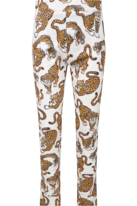 Kenzo Kids White Trouser For Kids With Tiger - Rosa