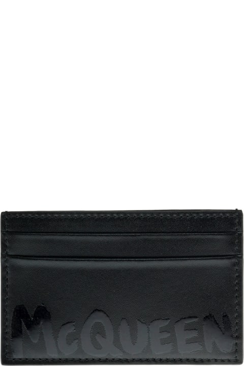Black Leather Card Holder With Logo