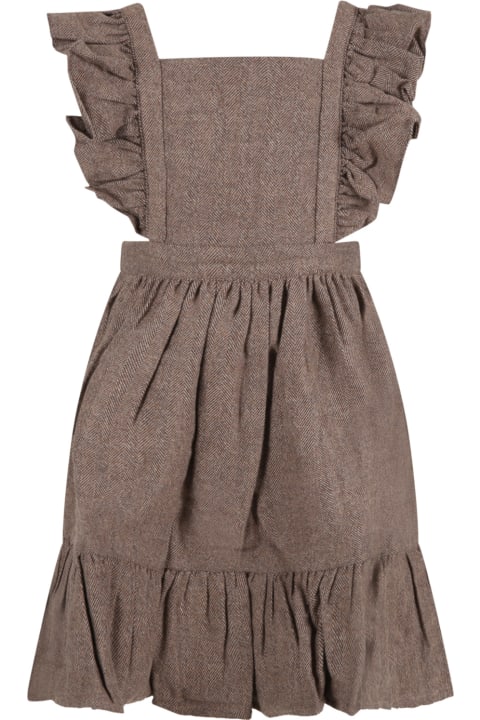 Brown Dress For Girl With Rouche