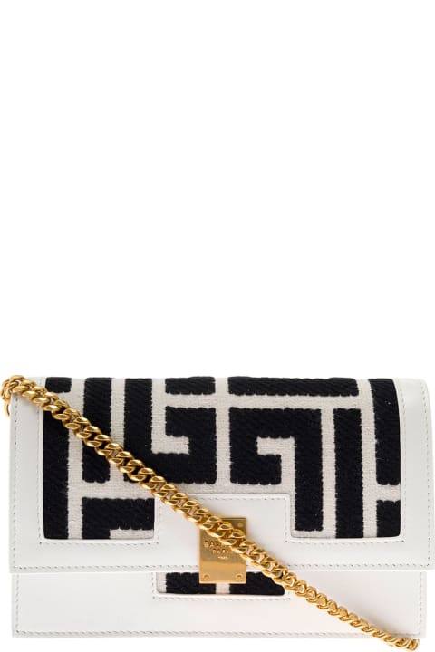 Balmain Woman's 1945 Bicolor Monogram Jacquard Crossbody Bag