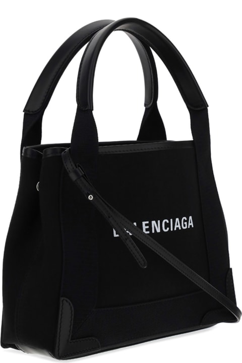 Balenciaga Navy Cabas Xs Handbag - Black/white/black