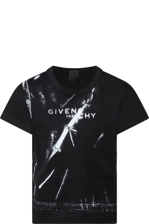 Givenchy Black T-shirt For Boy With Gray Logo - Bianco