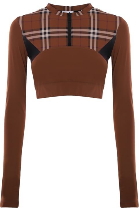 Cropped Top In Stretch Jersey With Tartan Motif