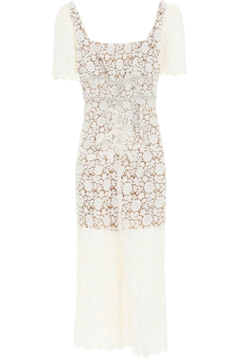 Guipure Midi Dress With Crystals