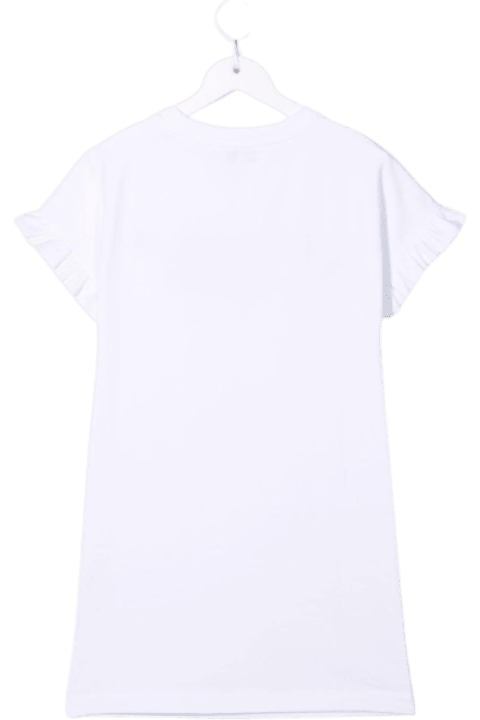 Moschino Kids Girl's White Cotton T-shirt With Strawberry Logo Print