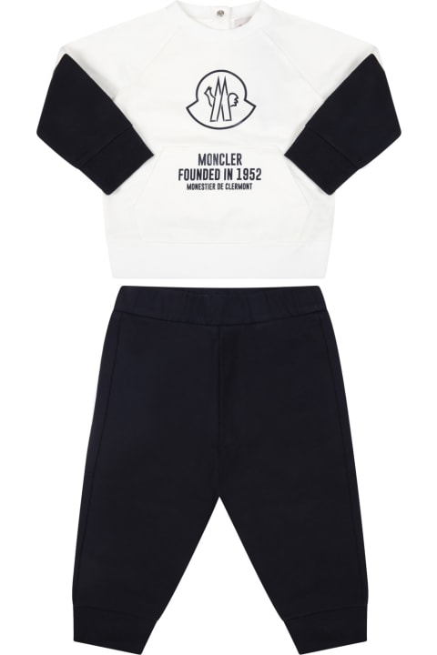 Moncler Multicolor Tracksuit For Baby Boy With Blue Logo - Pink