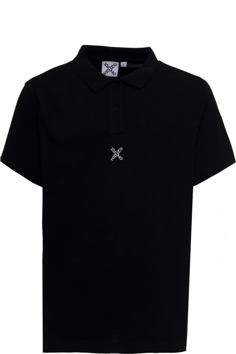 Kenzo Black Cotton Polo Shirt With Logo - Gris clair