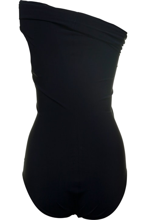 Rick Owens Athena Black One-shoulder Swimsuit - Nero bianco 