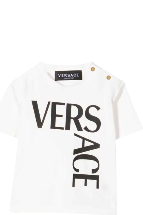 Versace Young Newborn White T-shirt - Blu e Nero