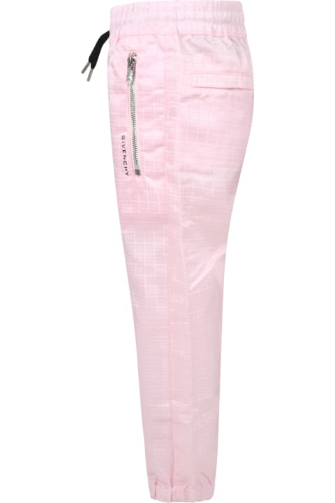 Givenchy Pink Trousers For Girl With Black Logo - Nero/rosa