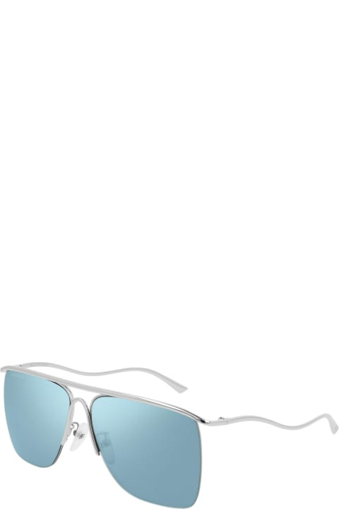 Balenciaga Eyewear Bb0092s Silver Sunglasses - Green Green Grey