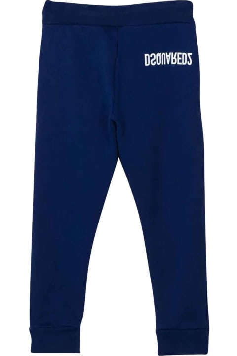 Dsquared2 Blue Trousers With Back Print Dsquared Kids - Black