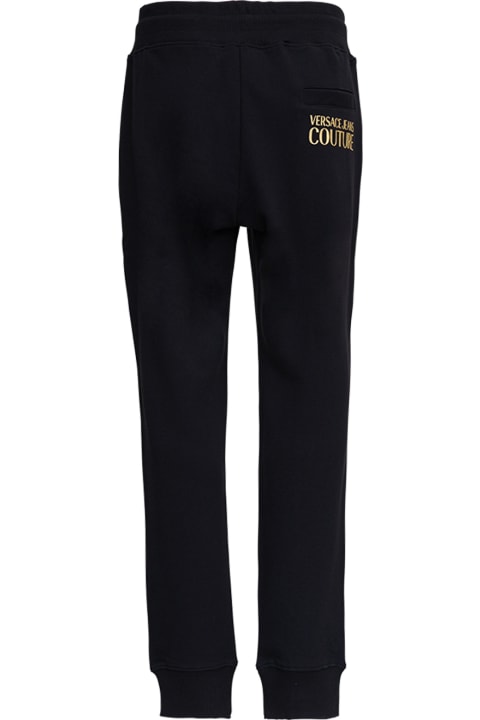 Versace Jeans Couture Black Cotton Joggers With Back Logo Print - Nero