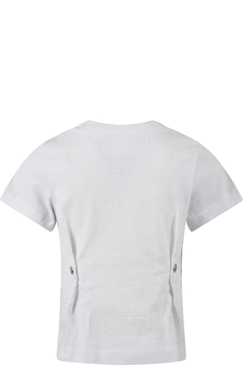 Givenchy White T-shirt For Girl Wtih Clips And White Logo - Rosso