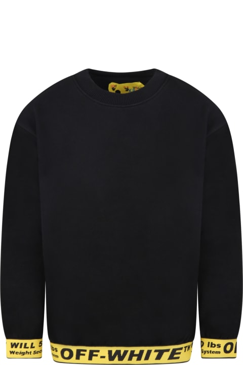 Off-White Black Sweatshirt For Boy With Logos - Nero e Giallo
