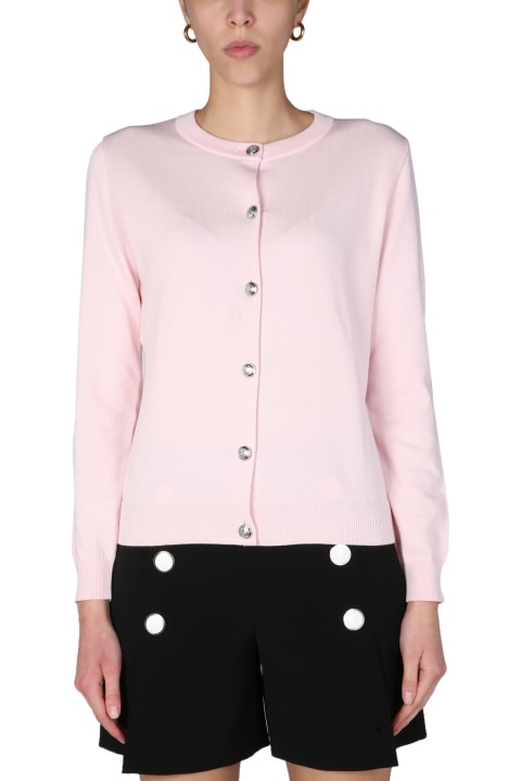 Boutique Moschino Cardigan With Logo Buttons - Pink
