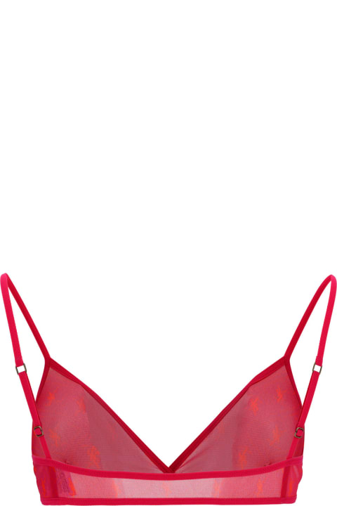 Saint Laurent Gorge Triangle Tulle Bra - Red