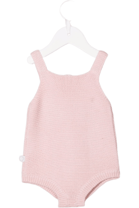 Pink Wool And Cotton Onesie With Blade Detail