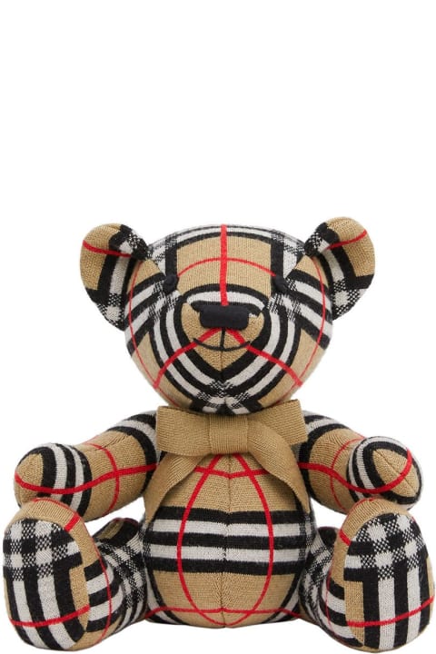 Burberry Vintage Check Teddy Bear In Merino Wool - Nero