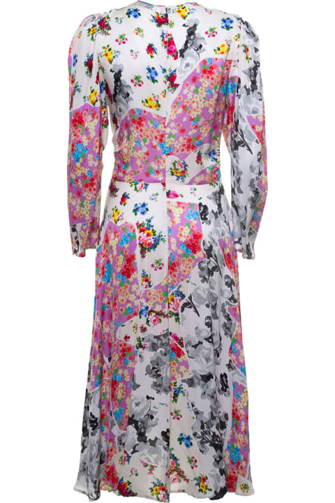 Long Floral Viscose Dress With Heart Patch