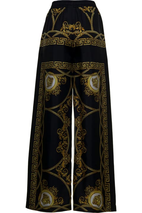 Versace Coupe De Deaux Printed Silk Twill Trousers - Fuxia oro