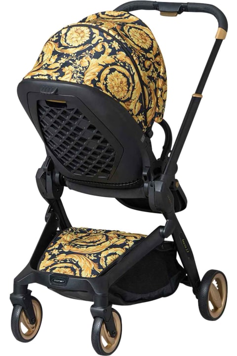 Versace Stroller With Baroque Print - Nero/giallo/verde