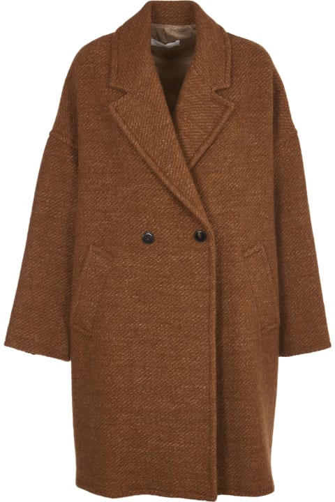 Pomandère Double-breasted Oversized Rust Coat - Brown