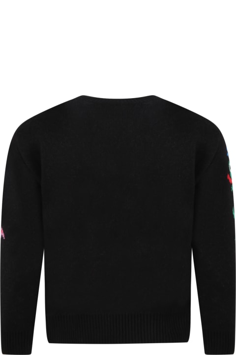 Off-White Black Sweater For Boy With Monster - Bianco e Nero