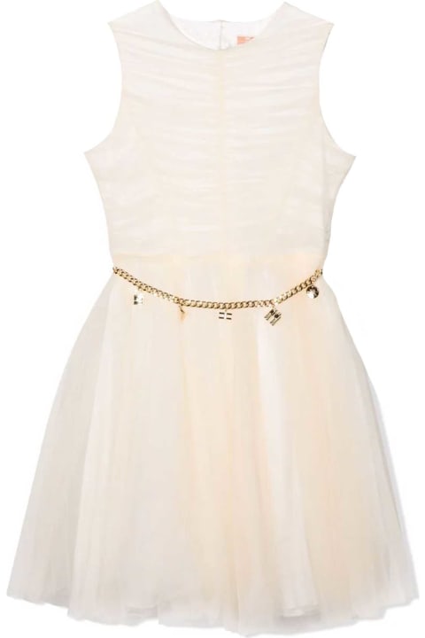 Cream Flared Dress With Charm Belt By