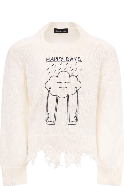 White "happy Day" Sweater For Kids