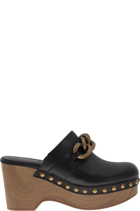 Michael Kors Scarlett Leather Clog With Decorations And Platform - Black