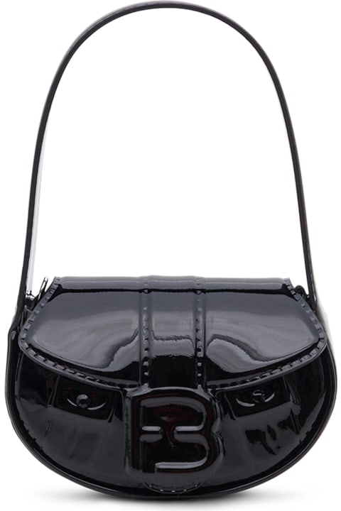 High Frequency Laminate Handbag In Black Patent Leather