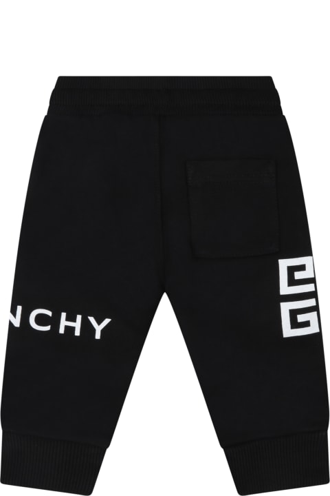 Black Sweatpants For Baby Boy With White Logo