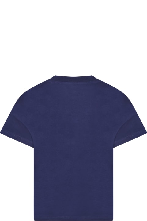 Kenzo Kids Blue T-shirt For Boy With Snakes - Multicolor