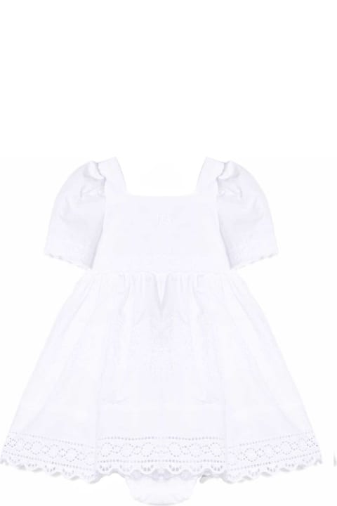 Dolce & Gabbana White Baby Dress Dolce&gabbana Kids - Logo nero fdo bianco