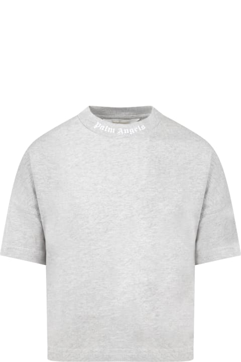 Grey T-shirt For Boy With White Logo