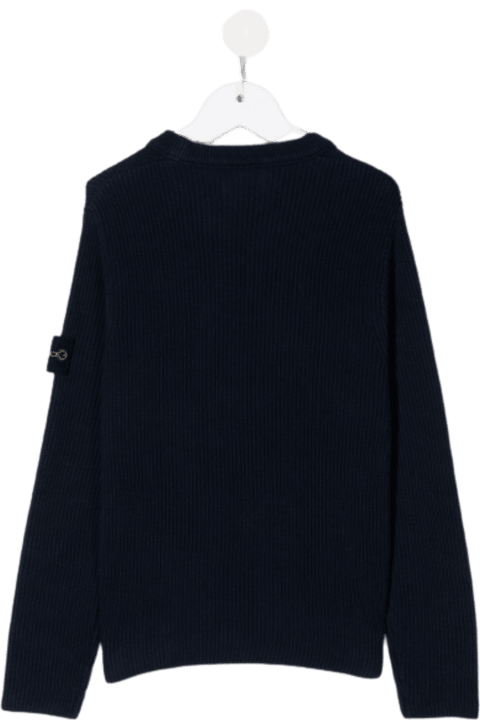 Blue Cotton Sweater With Logo