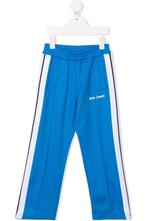 Light Blue Jersey Joggers With Logo Print